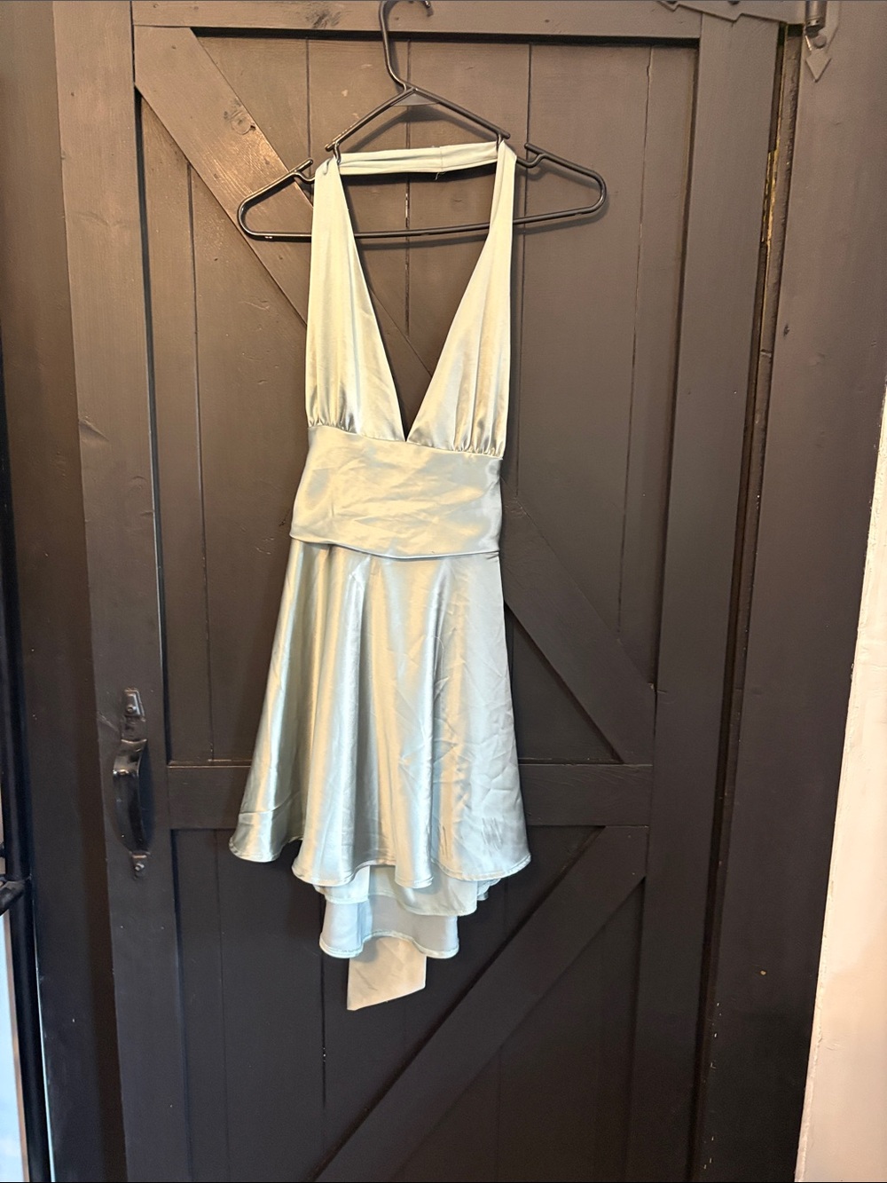 Light sea foam Satin Halter High-Low Dress
